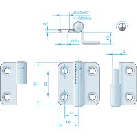 Lyftgångjärn Höger 36x37mm Rf